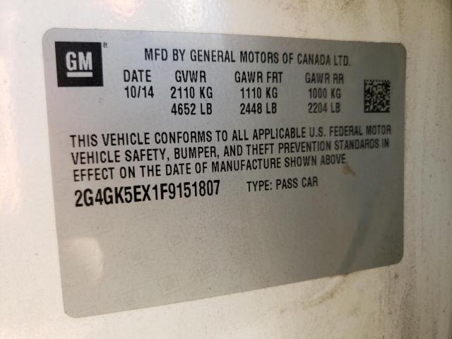 2G4GK5EX1F9151807 - 2015 BUICK REGAL 白色 照片 12