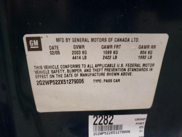 2G2WP522X51279006 - 2005 PONTIAC GRAND PRIX 蓝色 照片 12