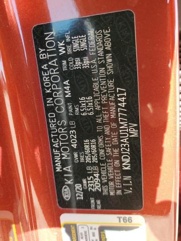 KNDJ23AU1M7774417 - 2021 KIA SOUL LX ORANGE photo 12