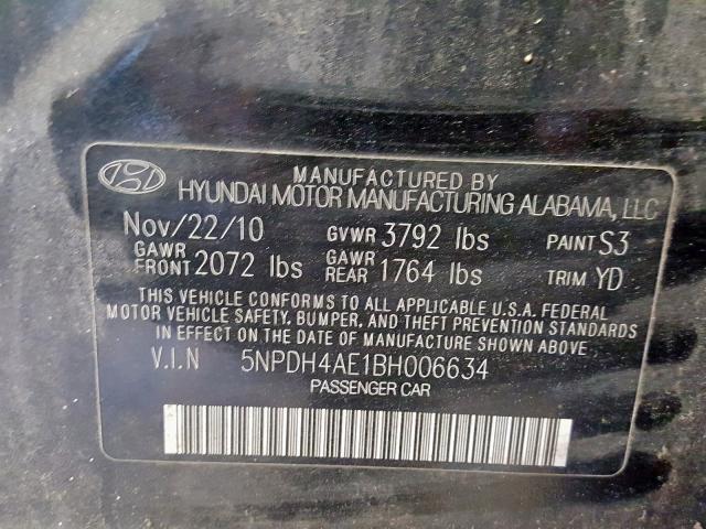 5NPDH4AE1BH006634 - 2011 HYUNDAI ELANTRA GLS  photo 10