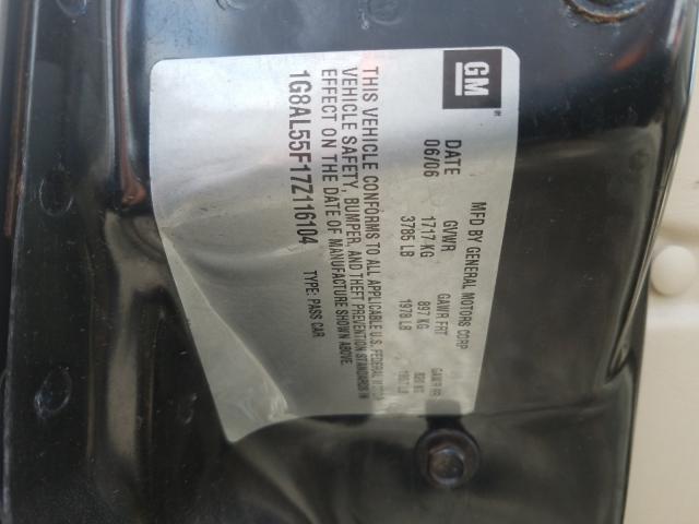 1G8AL55F17Z116104 - 2007 SATURN ION LEVEL 3  photo 10