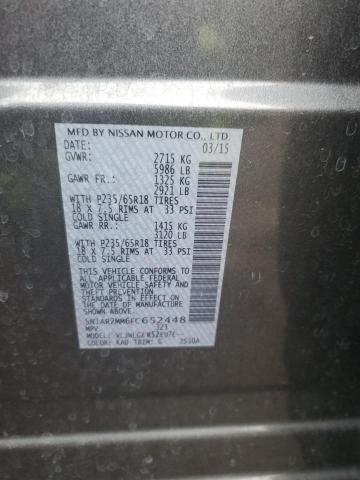 5N1AR2MM6FC652448 - 2015 NISSAN PATHFINDER S GRAY photo 13