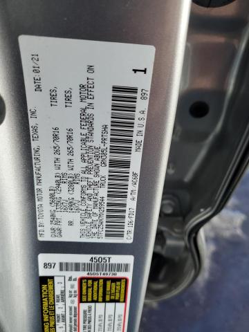 5TFCZ5AN7MX259544 - 2021 TOYOTA TACOMA DOUBLE CAB 银色 照片 12