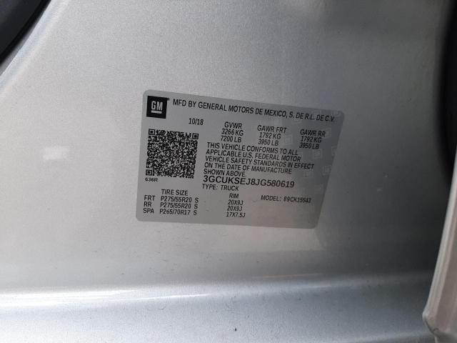 3GCUKSEJ8JG580619 - 2018 CHEVROLET SILVERADO K1500 LTZ SILVER photo 12