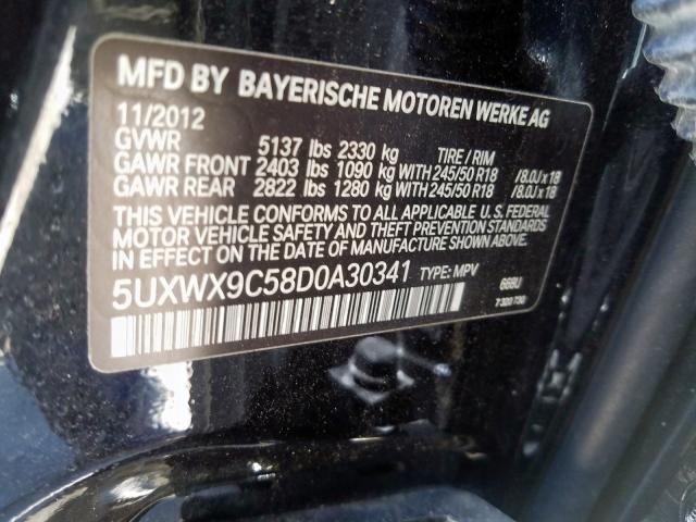 5UXWX9C58D0A30341 - 2013 BMW X3 XDRIVE28I  photo 10