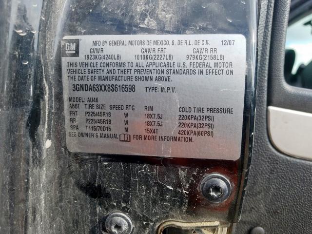 3GNDA63XX8S616598 - 2008 CHEVROLET HHR SS  照片 10