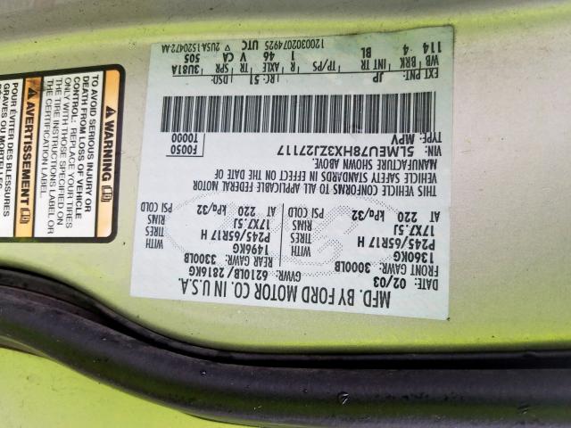 5LMEU78HX3ZJ27117 - 2003 LINCOLN AVIATOR  ფოტო 10