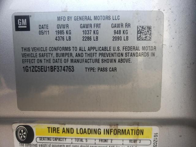 1G1ZC5EU1BF374763 - 2011 CHEVROLET MALIBU 1LT ყავისფერი ფოტო 12