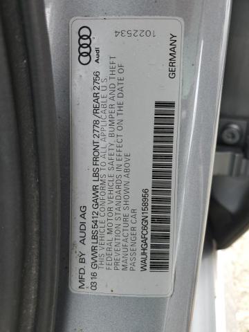 WAUHGAFC6GN158956 - 2016 AUDI A6 PRESTIGE ვერცხლისფერი ფოტო 12