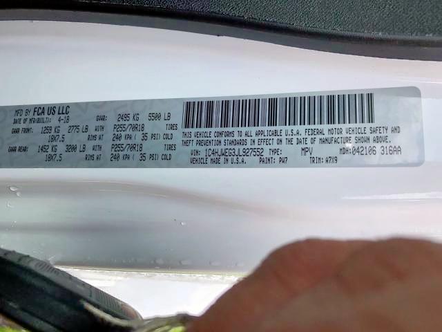 1C4HJWEG3JL927552 - 2018 JEEP WRANGLER UNLIMITED SAHARA  ფოტო 10