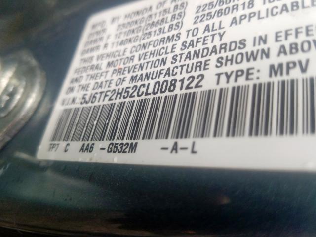 5J6TF2H52CL008122 - 2012 HONDA CROSSTOUR EXL  ფოტო 10