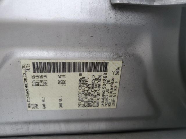 1N4AA6AP6GC904868 - 2016 NISSAN MAXIMA 3.5S SILVER photo 12