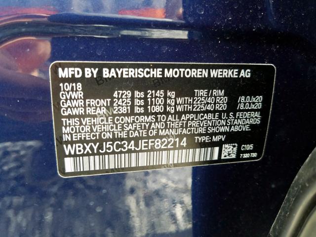 WBXYJ5C34JEF82214 - 2018 BMW X2 XDRIVE28I  photo 10