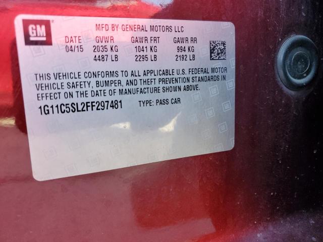 1G11C5SL2FF297481 - 2015 CHEVROLET MALIBU 1LT ბურგუნდია ფოტო 13