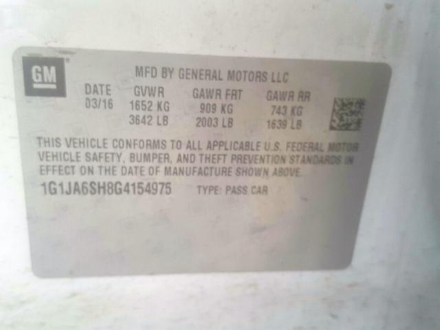 1G1JA6SH8G4154975 - 2016 CHEVROLET SONIC LS  照片 10