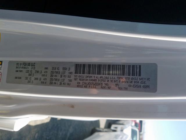 1C4HJXEN7KW593479 - 2019 JEEP WRANGLER UNLIMITED SAHARA  ფოტო 10