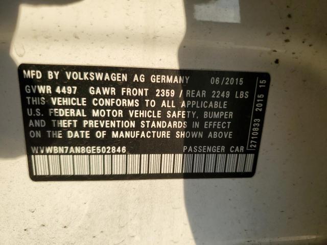 WVWBN7AN8GE502846 - 2016 VOLKSWAGEN CC BASE WHITE photo 12