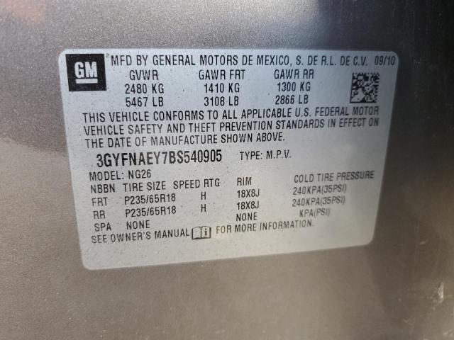 3GYFNAEY7BS540905 - 2011 CADILLAC SRX LUXURY COLLECTION TAN photo 10