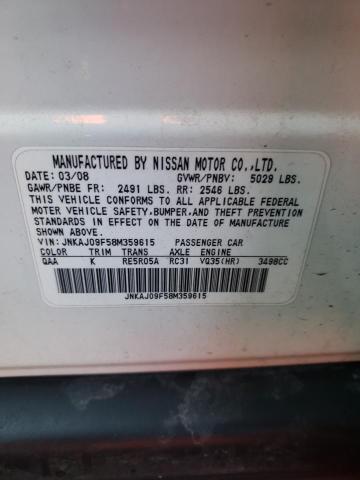 JNKAJ09F58M359615 - 2008 INFINITI EX35 BASE Սպիտակ լուսանկար 13