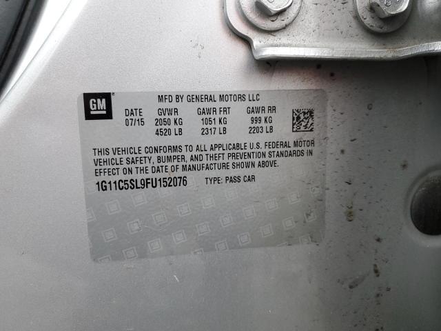 1G11C5SL9FU152076 - 2015 CHEVROLET MALIBU 1LT SILVER photo 12