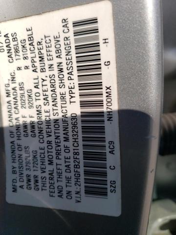 2HGFB2F81CH329630 - 2012 HONDA CIVIC EX Gümüş foto 13