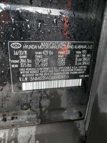 5NMS33AD6KH019755 - 2019 HYUNDAI SANTA FE SEL Սև լուսանկար 13