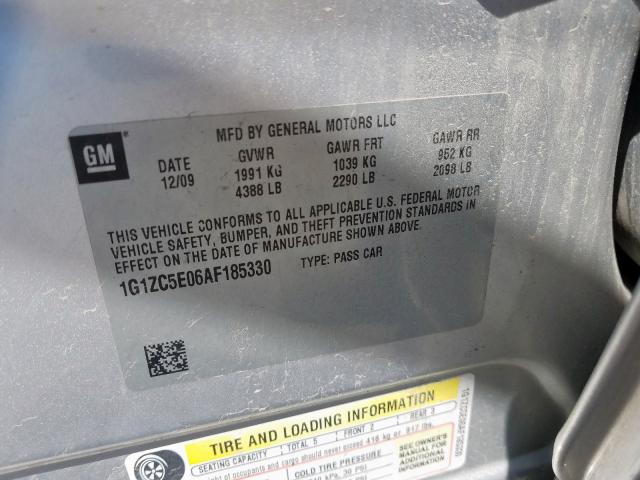 1G1ZC5E06AF185330 - 2010 CHEVROLET MALIBU 1LT  照片 10