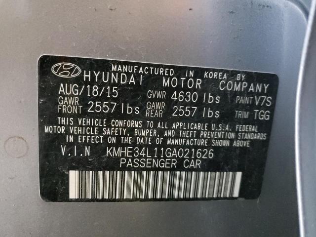 KMHE34L11GA021626 - 2016 HYUNDAI SONATA HYBRID SILVER photo 12