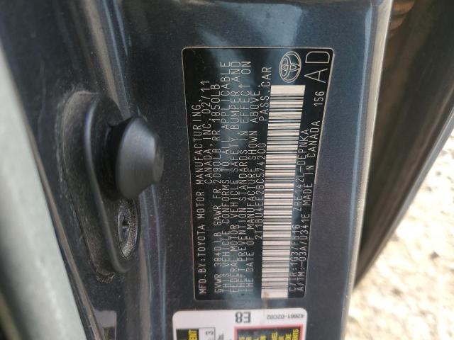 2T1BU4EE2BC574200 - 2011 TOYOTA COROLLA BASE GRAY photo 12