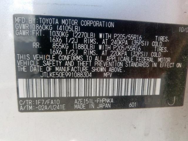 JTLKE50E991088304 - 2009 TOYOTA SCION XB  photo 10