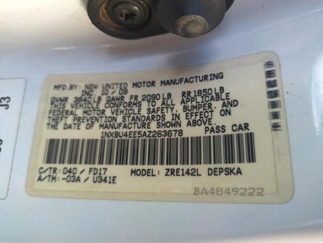 1NXBU4EE5AZ263678 - 2010 TOYOTA COROLLA BASE WHITE photo 14