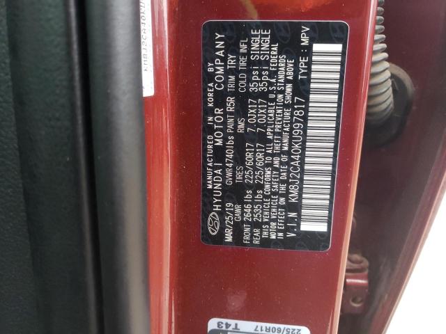 KM8J2CA40KU997817 - 2019 HYUNDAI TUCSON SE RED photo 12