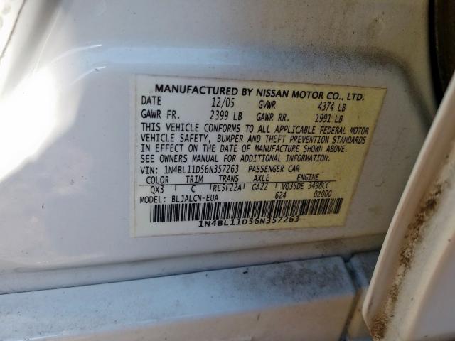 1N4BL11D56N357263 - 2006 NISSAN ALTIMA SE  photo 10