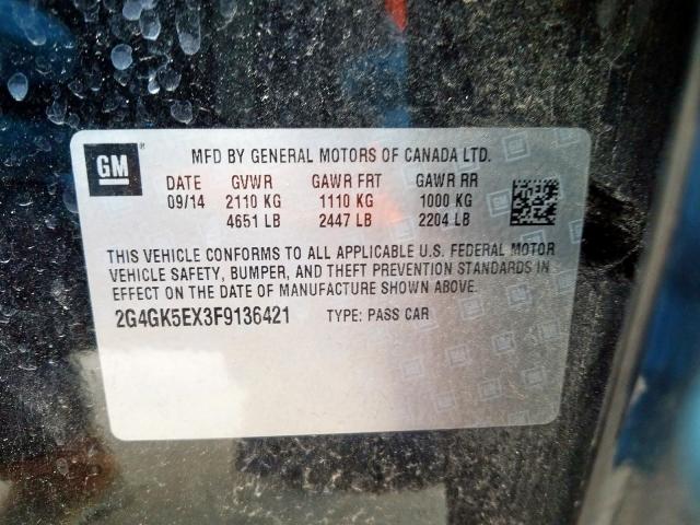 2G4GK5EX3F9136421 - 2015 BUICK REGAL  photo 10