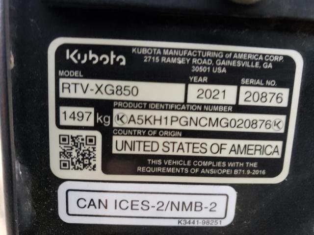 A5KH1PGNCMG020876 - 2021 KUBO RTV-XG850 ORANGE photo 10