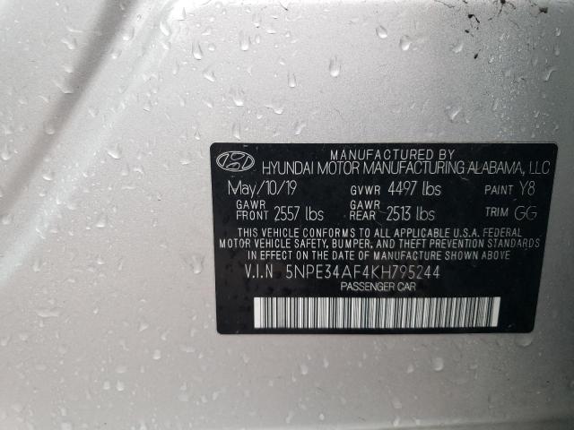 5NPE34AF4KH795244 - 2019 HYUNDAI SONATA LIMITED SILVER photo 12