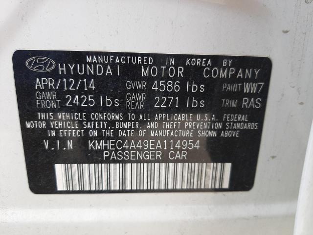 KMHEC4A49EA114954 - 2014 HYUNDAI SONATA HYBRID WHITE photo 13