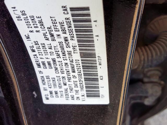 1HGCR2F5XEA252570 - 2014 HONDA ACCORD SPORT  photo 10