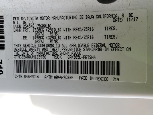 3TMCZ5AN0JM123936 - 2018 TOYOTA TACOMA DOUBLE CAB 白色 照片 13