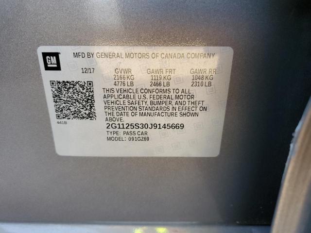 2G1125S30J9145669 - 2018 CHEVROLET IMPALA PREMIER GRAY photo 12