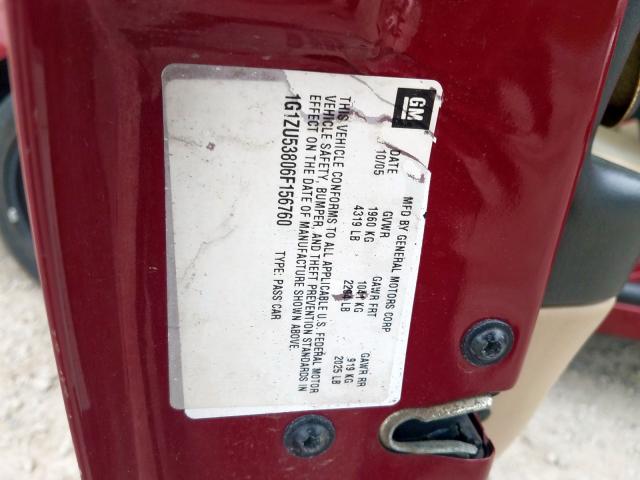 1G1ZU53806F156760 - 2006 CHEVROLET MALIBU LTZ  ფოტო 10