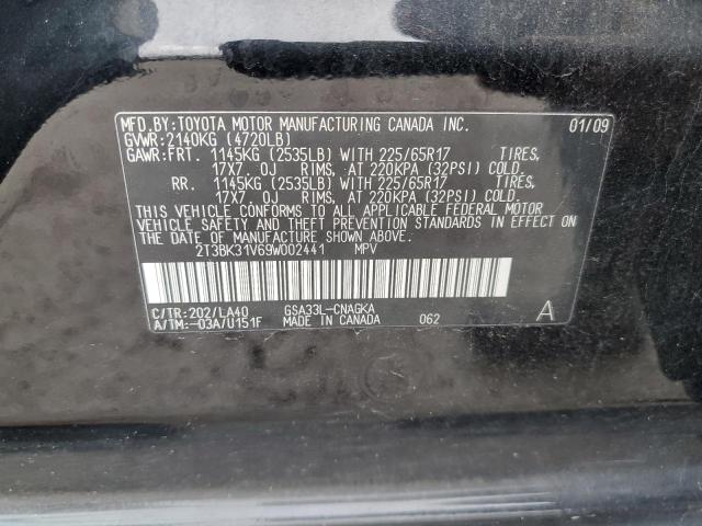 2T3BK31V69W002441 - 2009 TOYOTA RAV4 LIMITED BLACK photo 13