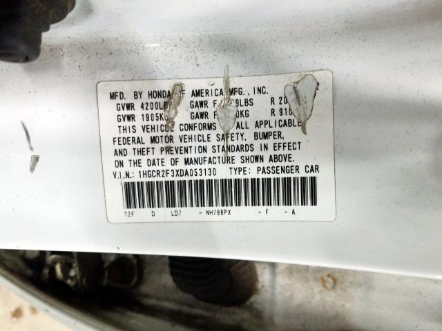 1HGCR2F3XDA053130 - 2013 HONDA ACCORD LX  photo 10