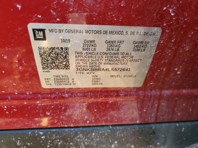 3GNKBBRA4LS572641 - 2020 CHEVROLET BLAZER 1LT RED photo 12