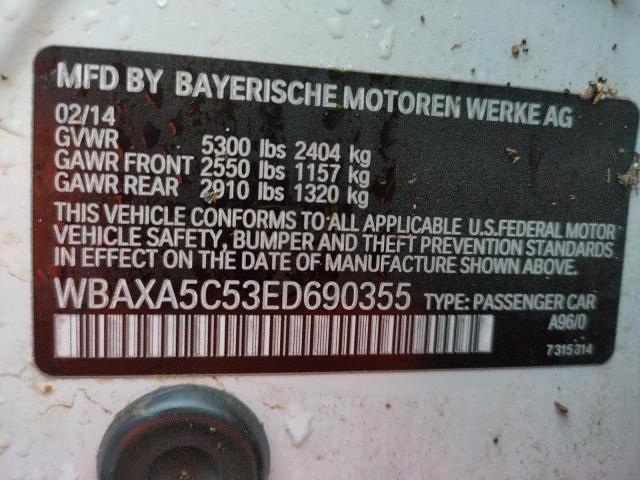 WBAXA5C53ED690355 - 2014 BMW 535 D WHITE photo 12