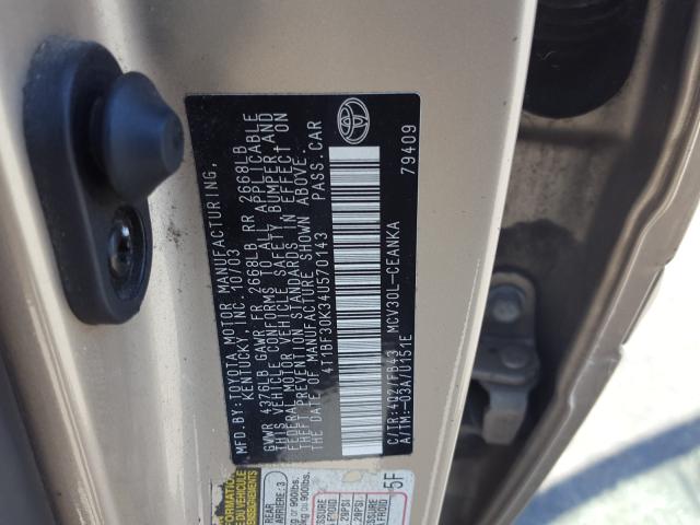 4T1BF30K34U570143 - 2004 TOYOTA CAMRY LE  photo 10