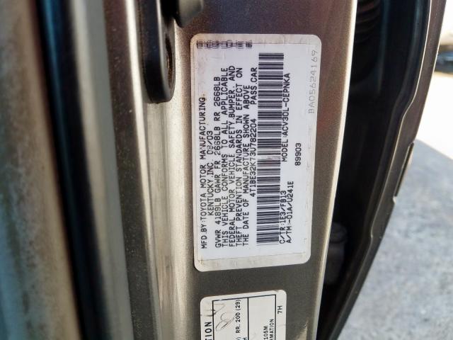 4T1BE32K73U782204 - 2003 TOYOTA CAMRY LE  photo 10