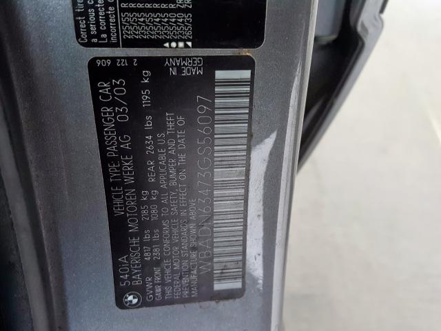 WBADN63473GS56097 - 2003 BMW 540 I AUTOMATIC  صورة 10