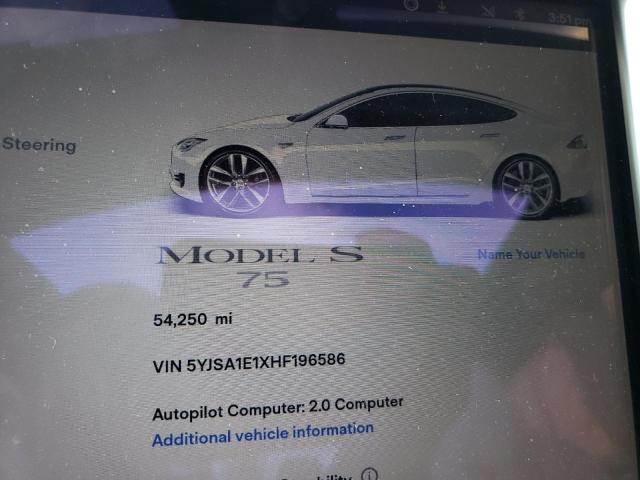 5YJSA1E1XHF196586 - 2017 TESLA MODEL S Սպիտակ լուսանկար 9