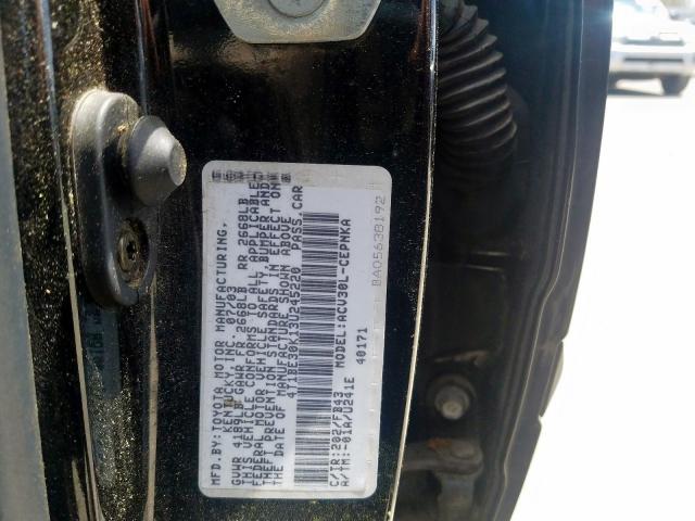 4T1BE30K13U245220 - 2003 TOYOTA CAMRY LE  photo 10